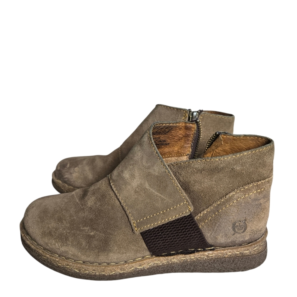 Born Tora Suede Ankle Booties Gray Grey‎ Women Size 8/39